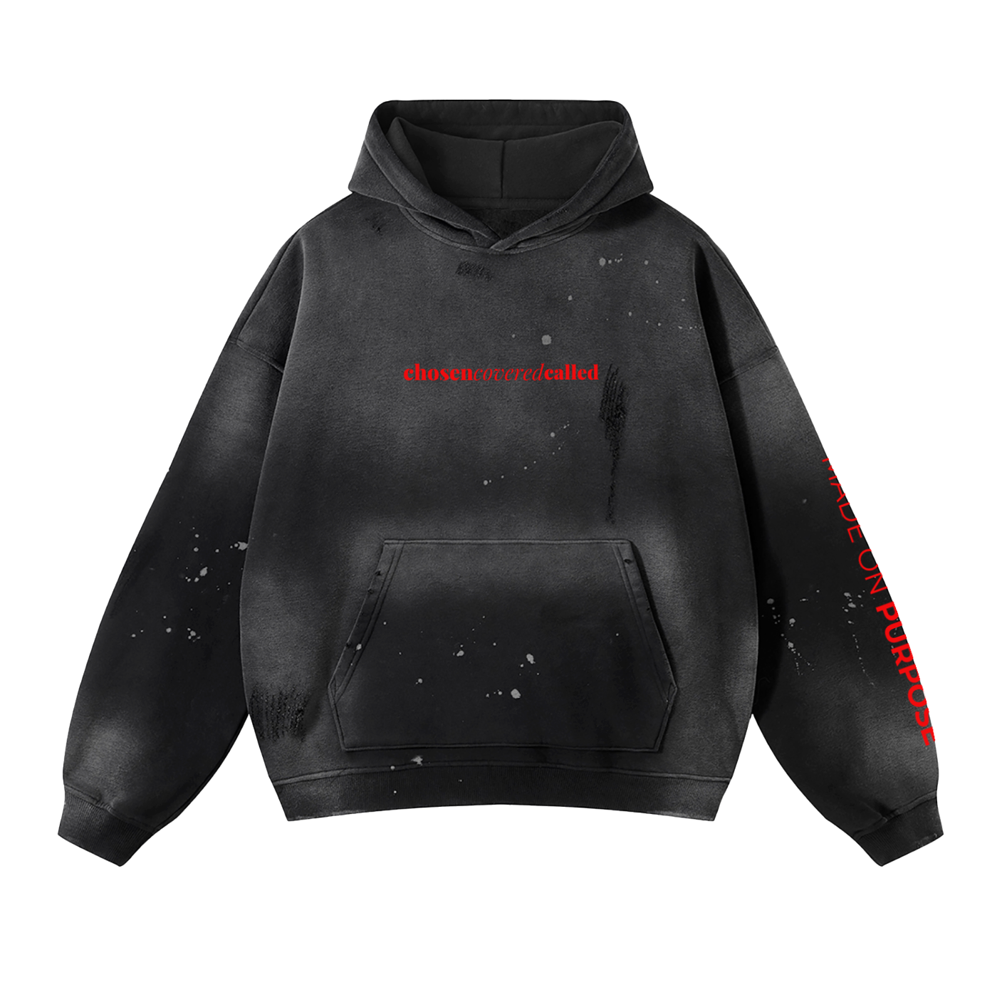 Vintage Washed Frayed Fleece Hoodie